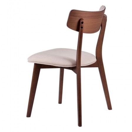 Silla Comedor Tapizada Color Nogal Modelo Nais Tapizado Gris Dark