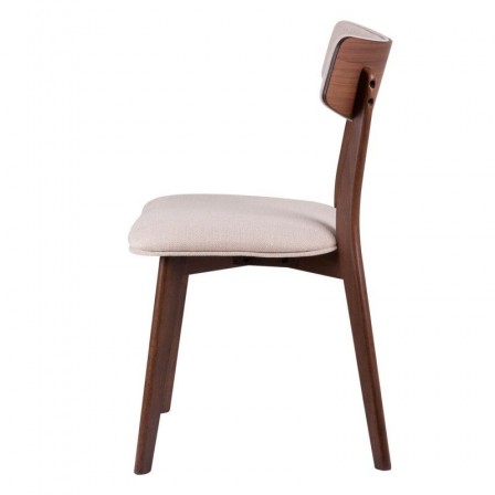 Silla Comedor Tapizada Color Nogal Modelo Nais Tapizado Gris Dark