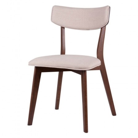 Silla Comedor Tapizada Color Nogal Modelo Nais Tapizado Gris Dark