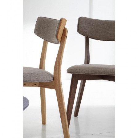Silla Comedor Tapizada Color Nogal Modelo Nais Tapizado Gris Dark