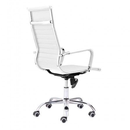 Silla de oficina Diseño Modelo Letter Tapizada Símil Piel Blanco