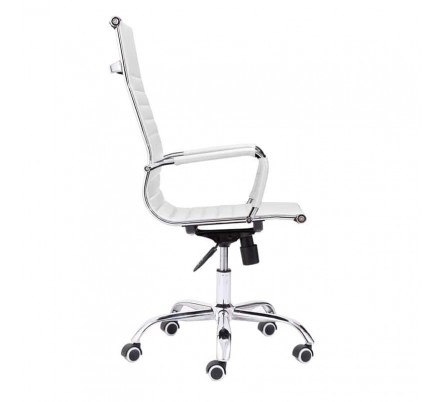 Silla de oficina Diseño Modelo Letter Tapizada Símil Piel Blanco