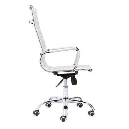 Silla de oficina Diseño Modelo Letter Tapizada Símil Piel Blanco