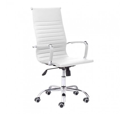 Silla de oficina Diseño Modelo Letter Tapizada Símil Piel Blanco