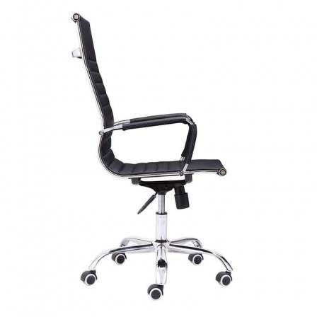 Silla de oficina Diseño Modelo Letter Tapizada Símil Piel Negro