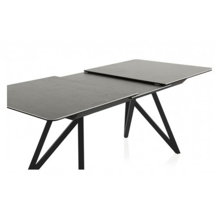 MESA EXTENSIBLE CERÁMICA COMEDOR MODELO GRIN COLOR GRIS 160/210X90