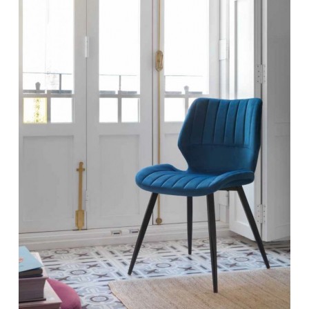 SILLÓN GIRATORIO TAPIZADO MODELO MAURO PATAS METALICAS TERCIOPELO AZUL