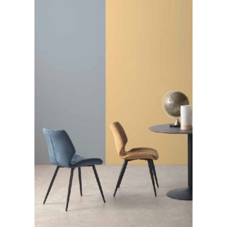 SILLÓN GIRATORIO TAPIZADO MODELO MAURO PATAS METALICAS TERCIOPELO AZUL