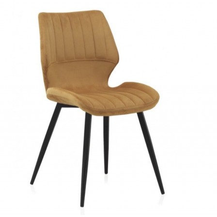 SILLÓN GIRATORIO TAPIZADO MODELO MAURO PATAS METALICAS TERCIOPELO AZUL