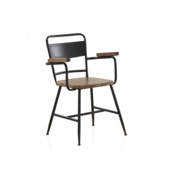 SILLÓN ESTRUCTURA METAL ASIENTO DE MADERA MODELO DANES