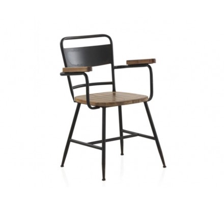 SILLÓN ESTRUCTURA METAL ASIENTO DE MADERA MODELO DANES