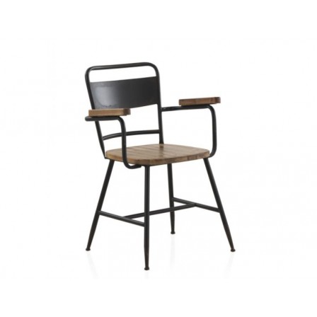 SILLÓN ESTRUCTURA METAL ASIENTO DE MADERA MODELO DANES