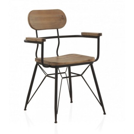 SILLÓN ESTRUCTURA METAL ASIENTO DE MADERA MODELO DANES