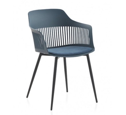 SILLÓN GIRATORIO TAPIZADO MODELO MAURO PATAS METALICAS TERCIOPELO AZUL