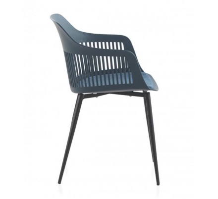 SILLÓN GIRATORIO TAPIZADO MODELO MAURO PATAS METALICAS TERCIOPELO AZUL