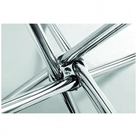 Mesa Comedor Modelo Geno Acero Cromado-Cristal Templado 80º