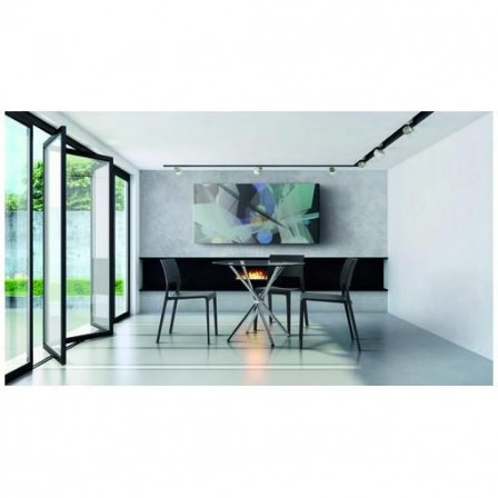 Mesa Comedor Modelo Geno Acero Cromado-Cristal Templado 80º