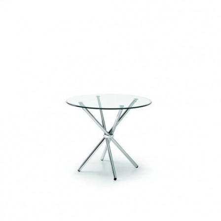 Mesa Comedor Modelo Geno Acero Cromado-Cristal Templado 80º