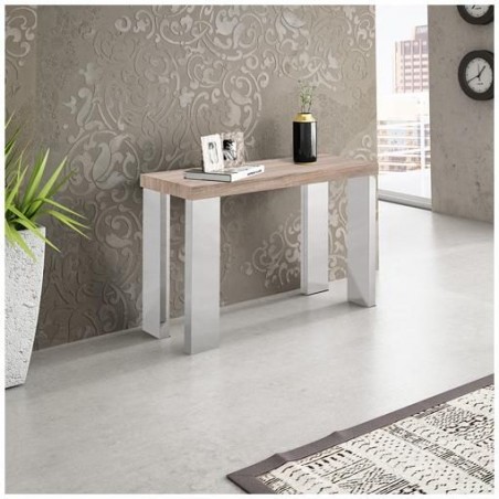 CONSOLA DURAN MDF-ACERO INOXIDABLE 110X75 GRIS CERÁMICO