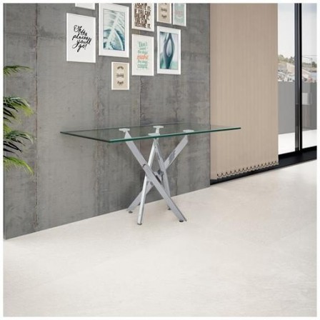 CONSOLA BILOBA ACERO CROMADO-CRISTAL 110X75
