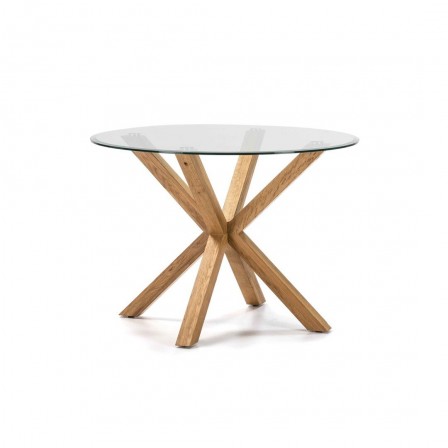 MESA COMEDOR  REDONDA MODELO 152 CRISTAL 107X75